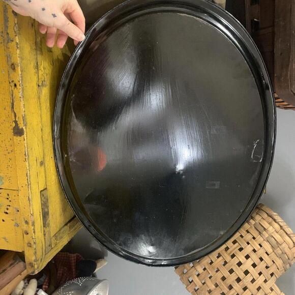 VTG Large Folk Art Toleware Tray Black Hand Painted Fruit 22x17.5” AAFA Cottage - Picture 9 of 12